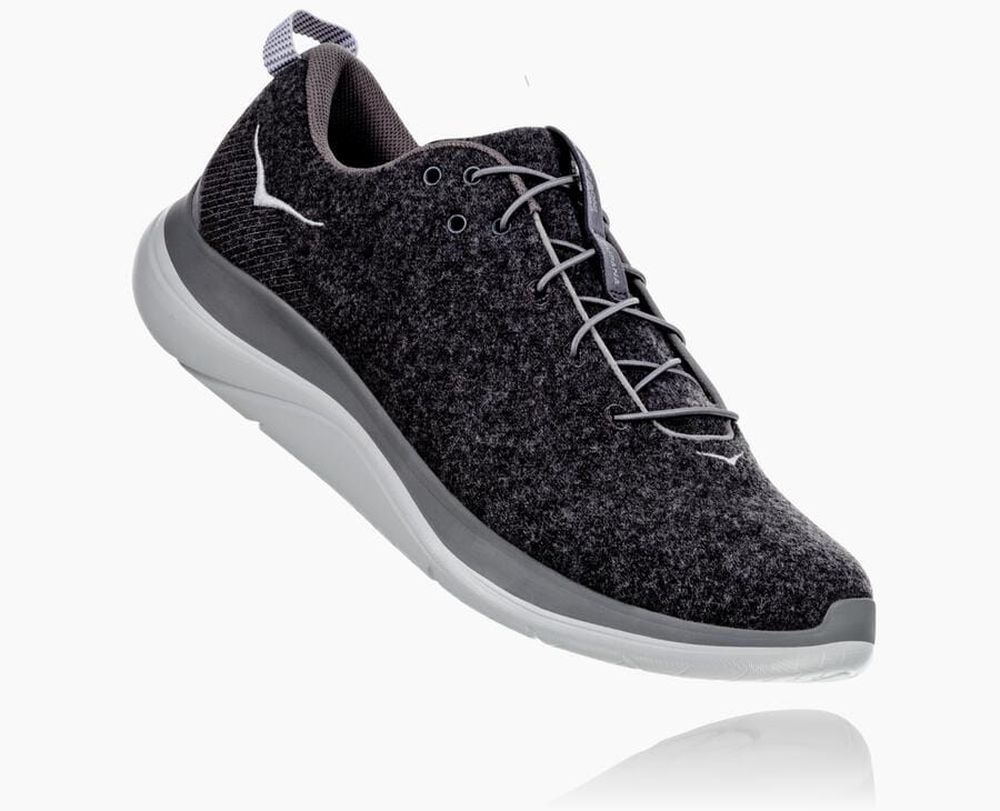 Zapatillas Running Hoka One One Mujer - Hupana Flow Wool - Gris Oscuro - TBS627184